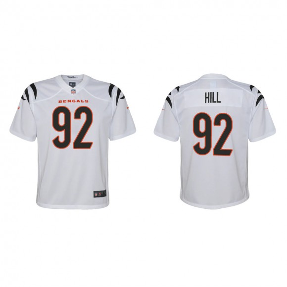 Youth Cincinnati Bengals B.J. Hill #92 White Game Jersey