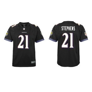 Youth Baltimore Ravens Brandon Stephens #21 Black Game Jersey