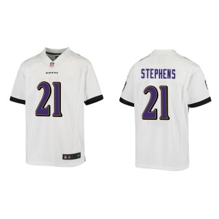 Youth Baltimore Ravens Brandon Stephens #21 White Game Jersey