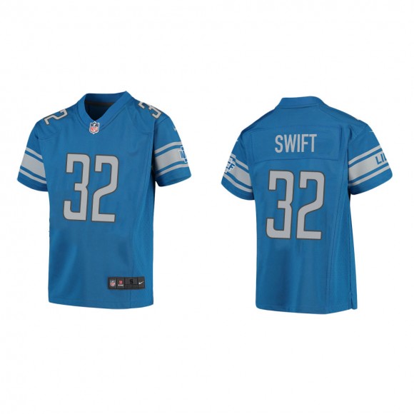 Youth Detroit Lions D'Andre Swift #32 Blue Game Jersey