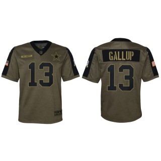 2021 Salute To Service Youth Cowboys Michael Gallup Olive Game Jersey