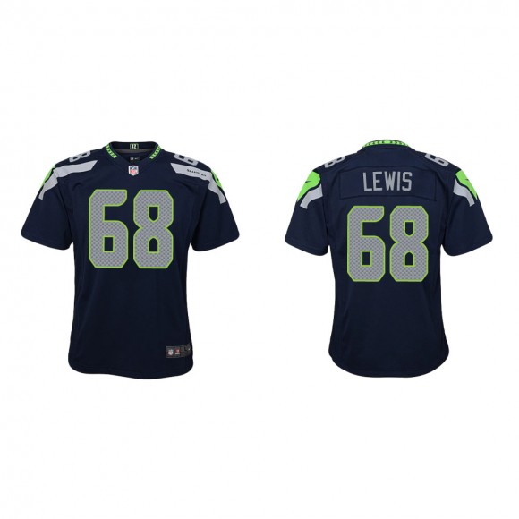 Youth Seattle Seahawks Damien Lewis #68 College Navy Game Jersey