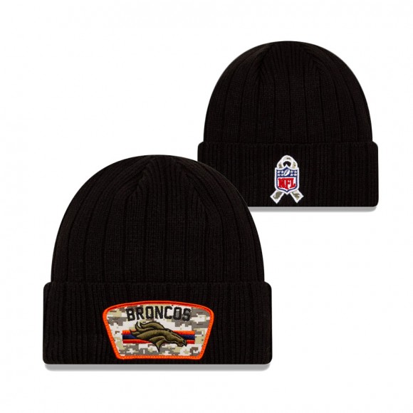 2021 Salute To Service Youth Broncos Black Cuffed Knit Hat