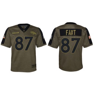 2021 Salute To Service Youth Broncos Noah Fant Olive Game Jersey