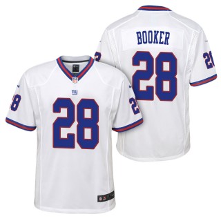 Youth New York Giants Devontae Booker White Color Rush Game Jersey