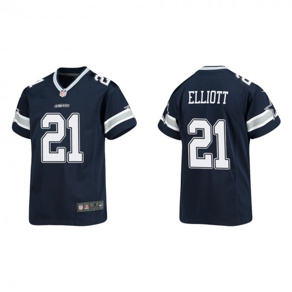 Youth Dallas Cowboys Ezekiel Elliott #21 Navy Game Jersey