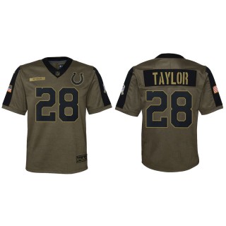 2021 Salute To Service Youth Colts Jonathan Taylor Olive Game Jersey
