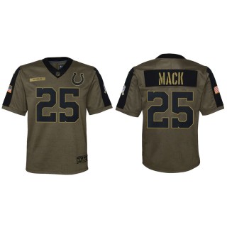 2021 Salute To Service Youth Colts Marlon Mack Olive Game Jersey
