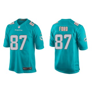 Youth Miami Dolphins Isaiah Ford #87 Aqua Game Jersey