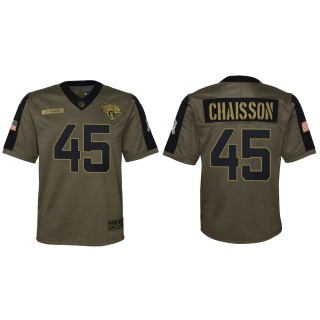 2021 Salute To Service Youth Jaguars K'Lavon Chaisson Olive Game Jersey