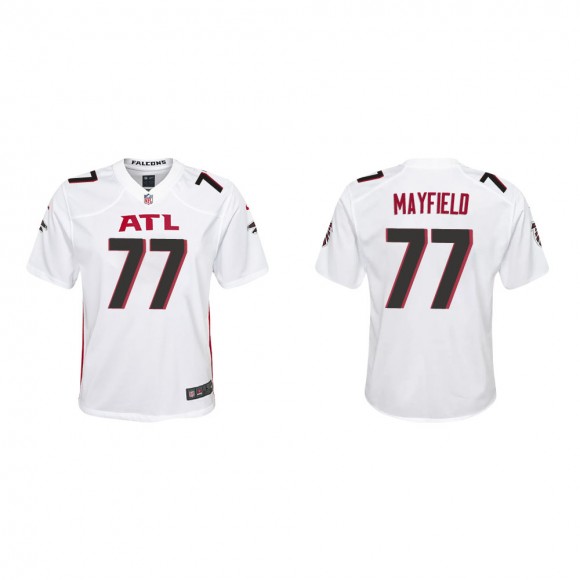 Youth Atlanta Falcons Jalen Mayfield #77 White Game Jersey