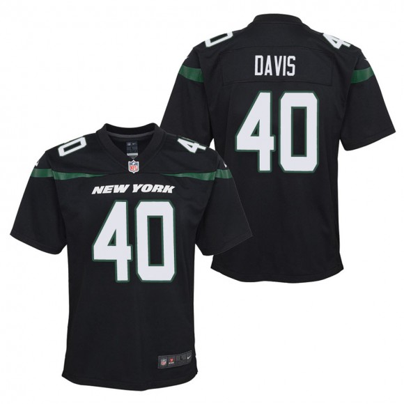 Youth New York Jets Jarrad Davis Black Game Jersey