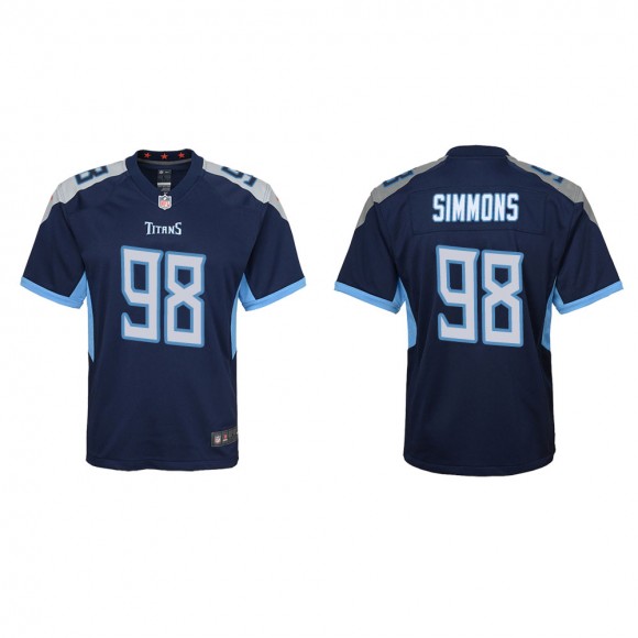 Youth Tennessee Titans Jeffery Simmons #98 Navy Game Jersey