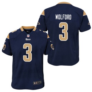 Youth Los Angeles Rams John Wolford Navy Game Jersey