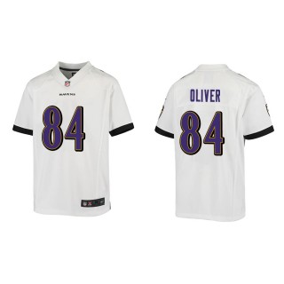 Youth Baltimore Ravens Josh Oliver #84 White Game Jersey