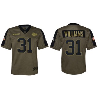 2021 Salute To Service Youth Chiefs Darrel Williams Olive Game Jersey