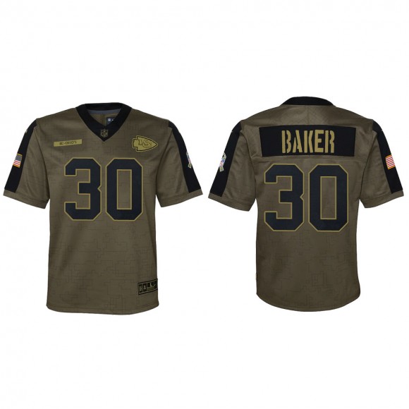 2021 Salute To Service Youth Chiefs Deandre Baker Olive Game Jersey