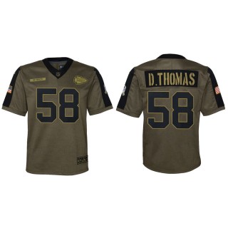 2021 Salute To Service Youth Chiefs Derrick Thomas Olive Game Jersey