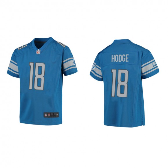 Youth Detroit Lions KhaDarel Hodge #18 Blue Game Jersey