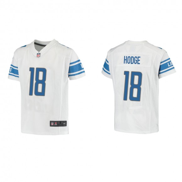 Youth Detroit Lions KhaDarel Hodge #18 White Game Jersey