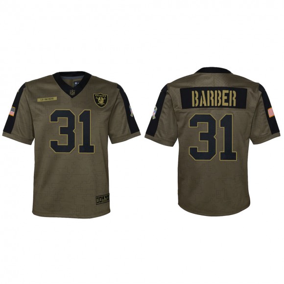 2021 Salute To Service Youth Raiders Peyton Barber Olive Game Jersey