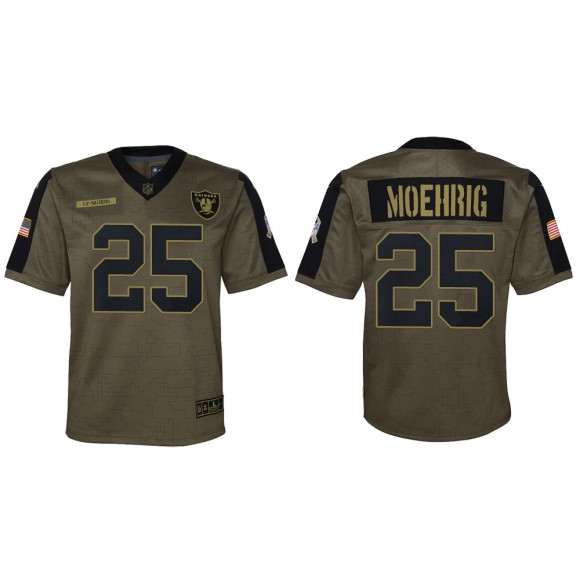 2021 Salute To Service Youth Raiders Trevon Moehrig Olive Game Jersey