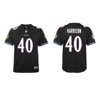 Youth Baltimore Ravens Malik Harrison #40 Black Game Jersey