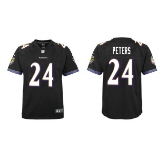 Youth Baltimore Ravens Marcus Peters #24 Black Game Jersey
