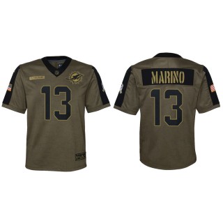 2021 Salute To Service Youth Dolphins Dan Marino Olive Game Jersey