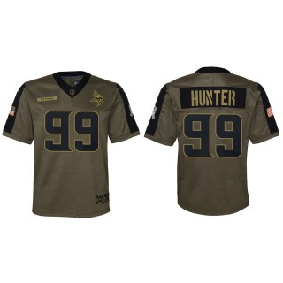 2021 Salute To Service Youth Vikings Danielle Hunter Olive Game Jersey