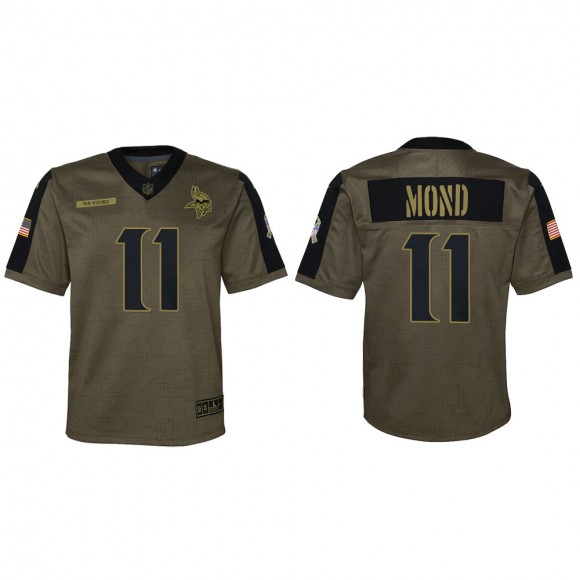 2021 Salute To Service Youth Vikings Kellen Mond Olive Game Jersey