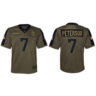 2021 Salute To Service Youth Vikings Patrick Peterson Olive Game Jersey