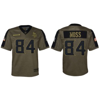 2021 Salute To Service Youth Vikings Randy Moss Olive Game Jersey