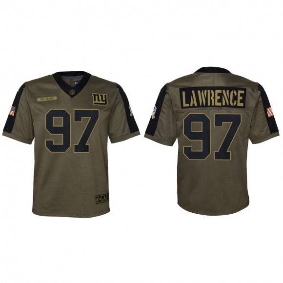2021 Salute To Service Youth Giants Dexter Lawrence Olive Game Jersey