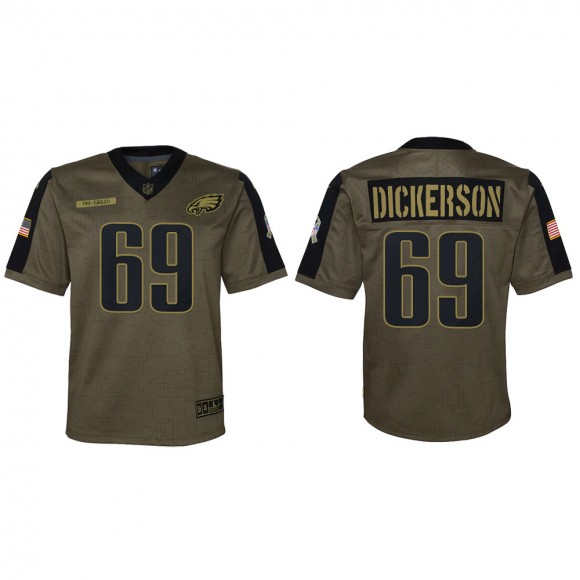 2021 Salute To Service Youth Eagles Landon Dickerson Olive Game Jersey