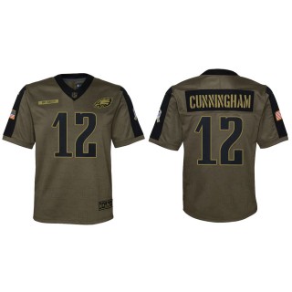 2021 Salute To Service Youth Eagles Randall Cunningham Olive Game Jersey