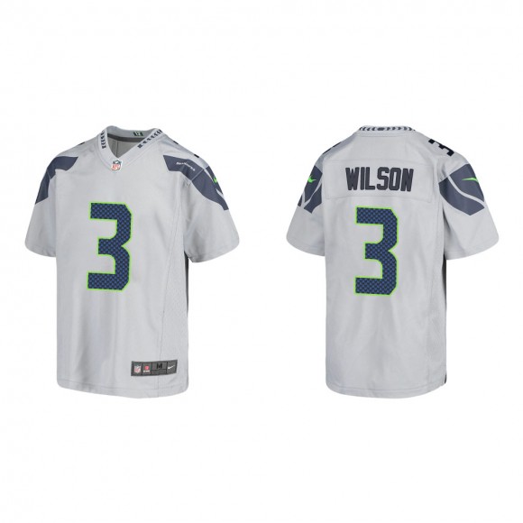 Youth Seattle Seahawks Russell Wilson #3 Gray Game Jersey