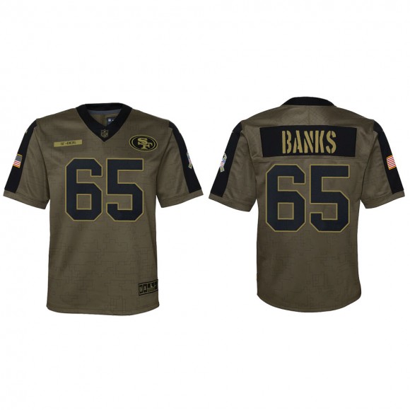 2021 Salute To Service Youth 49ers Aaron Banks Olive Game Jersey
