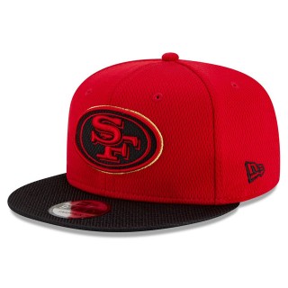 Youth San Francisco 49ers Scarlet Black 2021 NFL Sideline Road 9FIFTY Snapback Hat