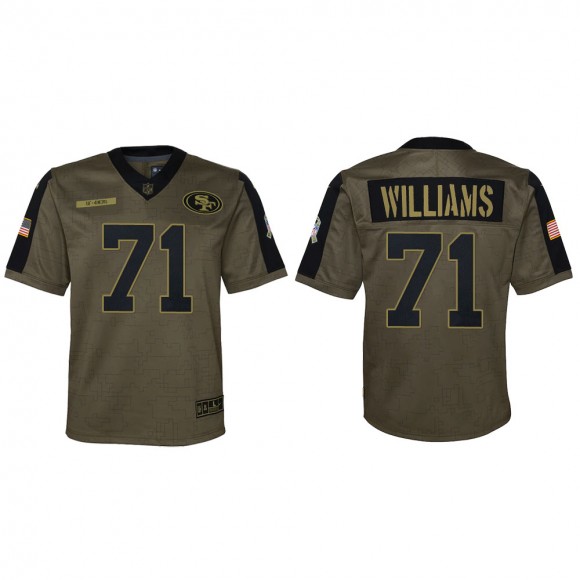2021 Salute To Service Youth 49ers Trent Williams Olive Game Jersey