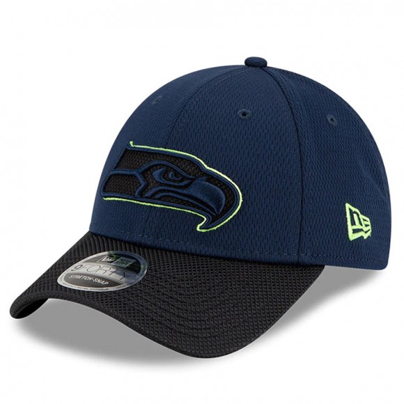 Youth Seattle Seahawks College Navy Black 2021 NFL Sideline Home 9FORTY Adjustable Hat