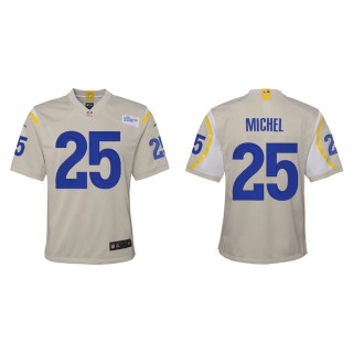 Youth Los Angeles Rams Sony Michel #25 Bone Game Jersey