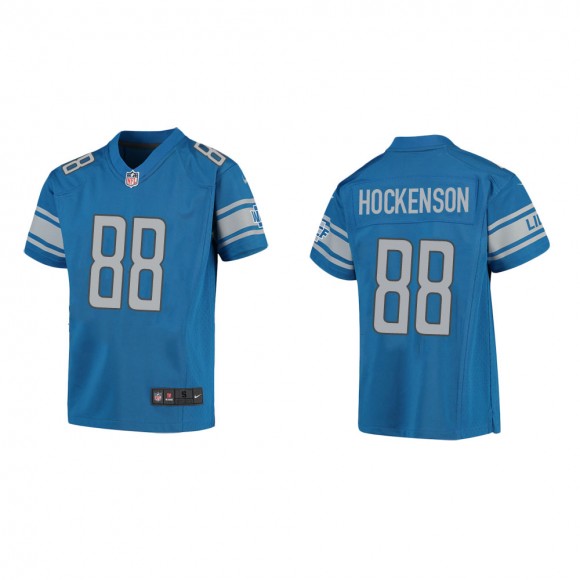 Youth Detroit Lions T.J. Hockenson #88 Blue Game Jersey