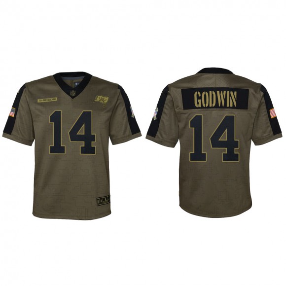 2021 Salute To Service Youth Buccaneers Chris Godwin Olive Game Jersey