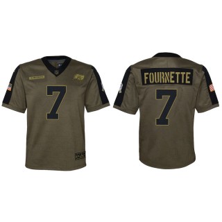 2021 Salute To Service Youth Buccaneers Leonard Fournette Olive Game Jersey