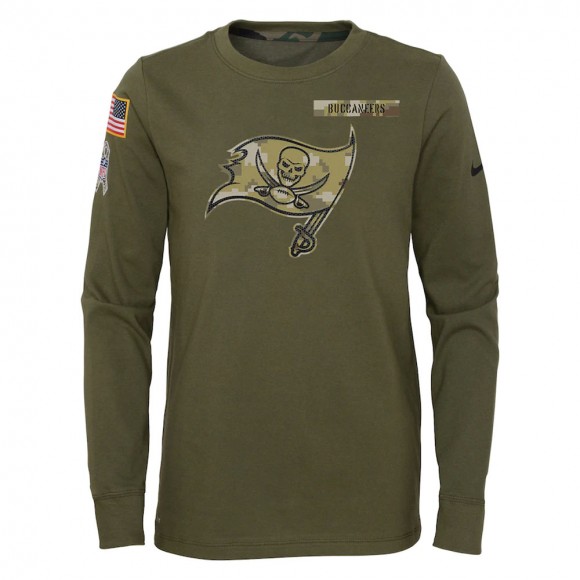 2021 Salute To Service Youth Buccaneers Olive Long Sleeve T-Shirt
