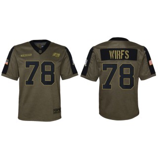 2021 Salute To Service Youth Buccaneers Tristan Wirfs Olive Game Jersey