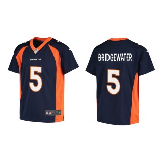 Youth Denver Broncos Teddy Bridgewater #5 Navy Game Jersey