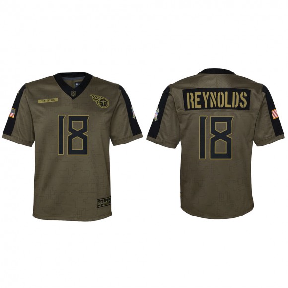 2021 Salute To Service Youth Titans Josh Reynolds Olive Game Jersey