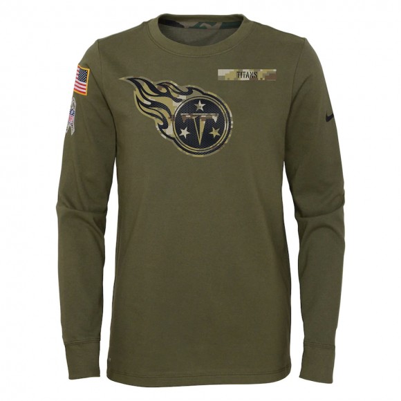 2021 Salute To Service Youth Titans Olive Long Sleeve T-Shirt